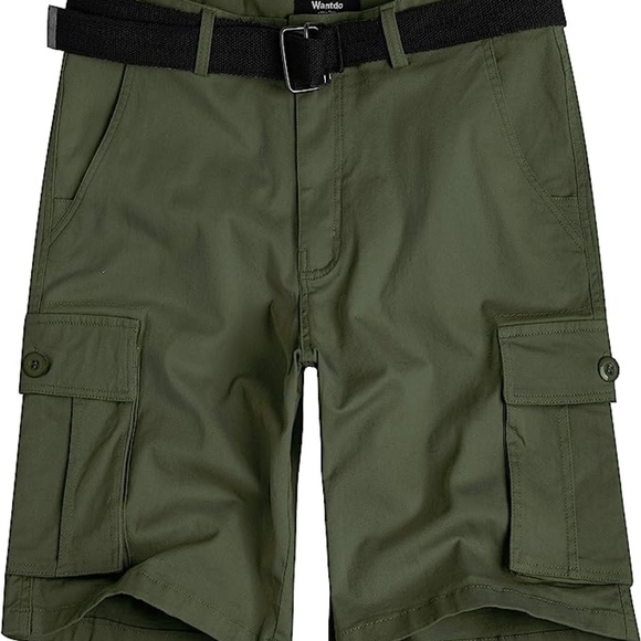 3 x 40" NEVER WORN Army Green Wantdo Men's Belted Cotton Cargo Shorts - Picture 1 of 6